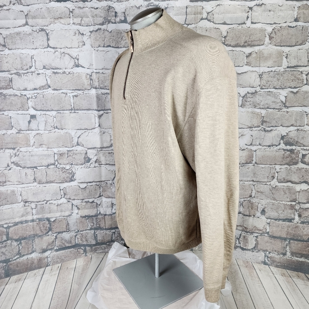Tommy Bahama  1/4 Zip Pullover Cotton Sweater Cream Size Large - Picture 11 of 12